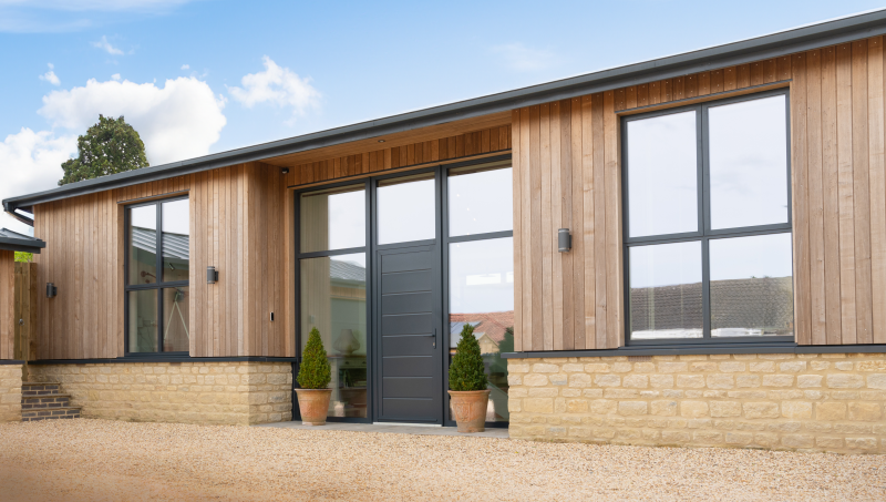modern grey aluminium front door
