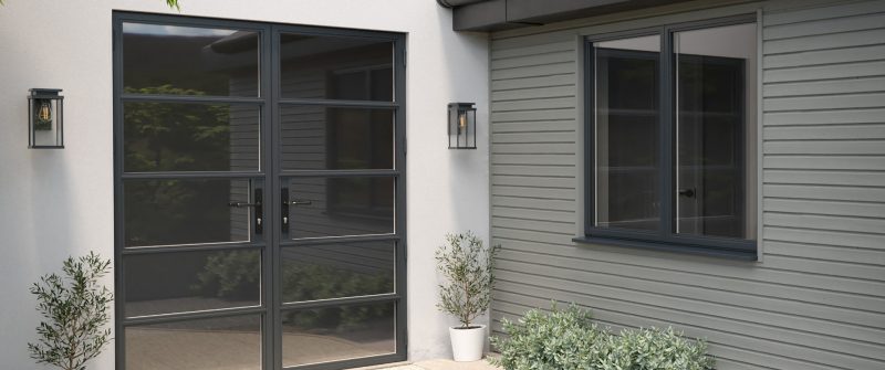 dark grey aluminium french door